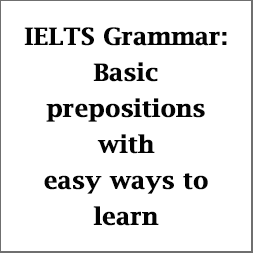 IELTS Grammar: Use of basic prepositions of time, place/position & motion; with rules, pictures and examples