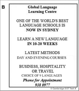 IELTS General Training Reading: Cambridge 3 Test A Section 1; Language courses & MAIN STREET, GATTON RE-DEVELOPMENT; with top solutions and best explanations